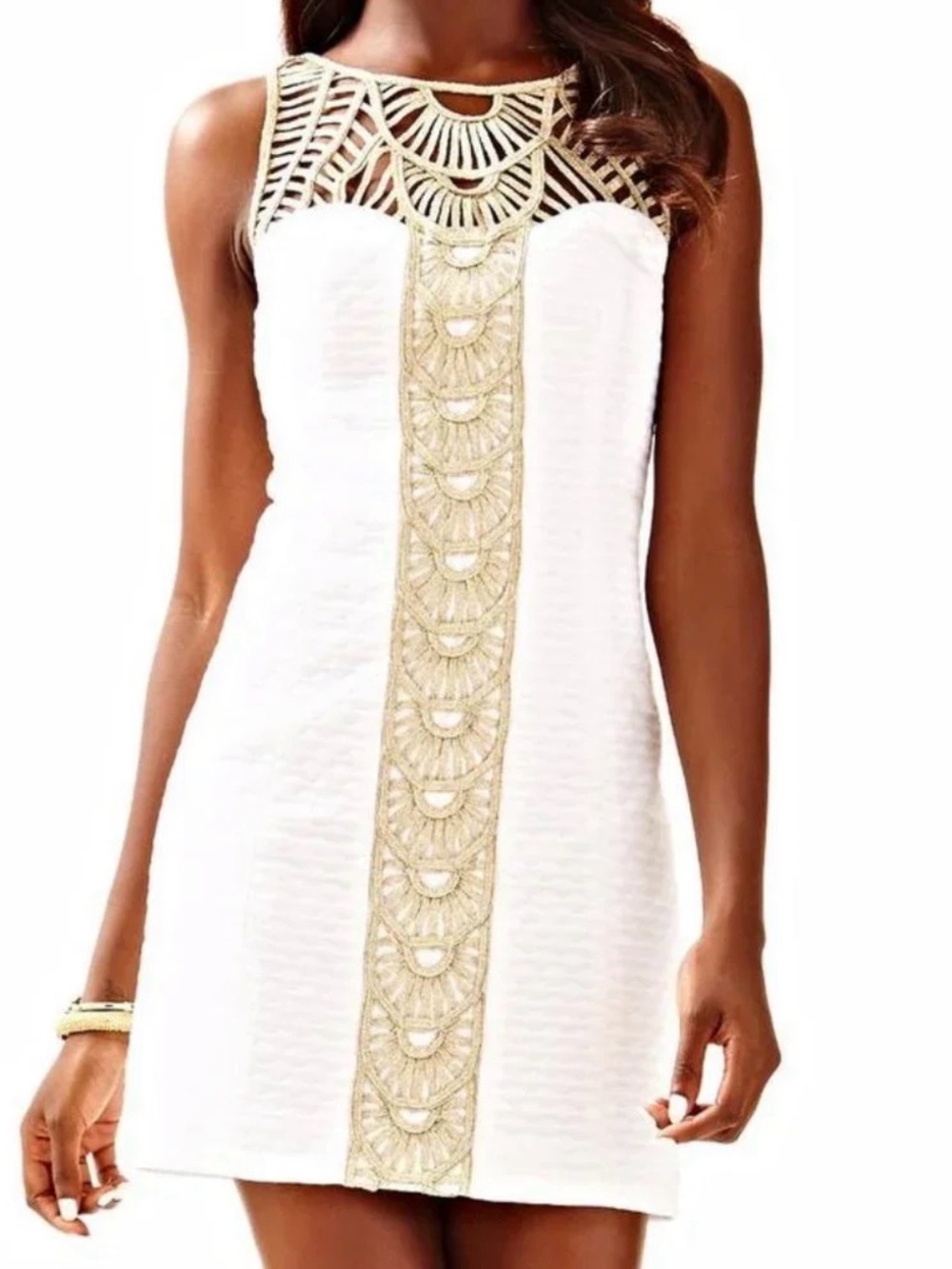 Lilly Pulitzer White & Gold Tana Dress